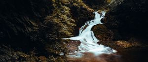 Preview wallpaper waterfall, long exposure, stones, landscape