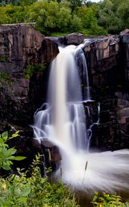 Preview wallpaper waterfall, long exposure, stones, water