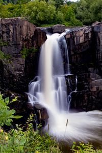 Preview wallpaper waterfall, long exposure, stones, water