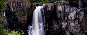 Preview wallpaper waterfall, long exposure, stones, water