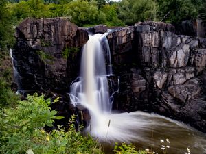 Preview wallpaper waterfall, long exposure, stones, water