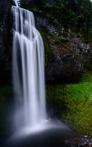 Preview wallpaper waterfall, moss, hill, trees