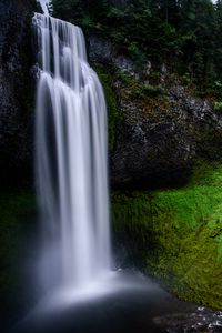 Preview wallpaper waterfall, moss, hill, trees