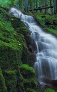 Preview wallpaper waterfall, moss, landscape, nature