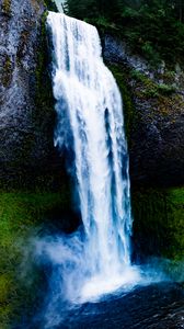 Preview wallpaper waterfall, moss, rock