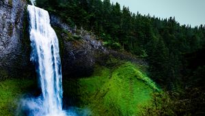 Preview wallpaper waterfall, moss, rock