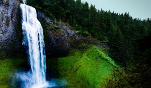 Preview wallpaper waterfall, moss, rock