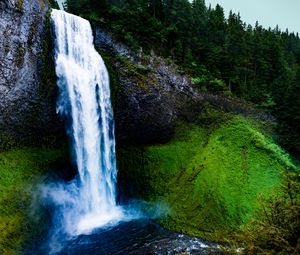 Preview wallpaper waterfall, moss, rock