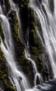 Preview wallpaper waterfall, moss, rocks, stone