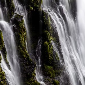 Preview wallpaper waterfall, moss, rocks, stone