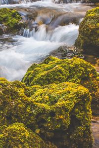 Preview wallpaper waterfall, moss, stones, flow
