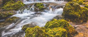 Preview wallpaper waterfall, moss, stones, flow