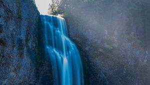 Preview wallpaper waterfall, moss, stones, cliff, rock