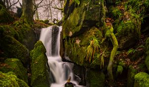 Preview wallpaper waterfall, moss, stones, landscape, trees