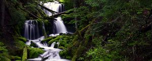 Preview wallpaper waterfall, moss, water, stream, trees