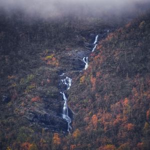 Preview wallpaper waterfall, mountain, trees, nature