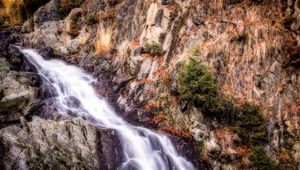 Preview wallpaper waterfall, mountains, rocks, hdr