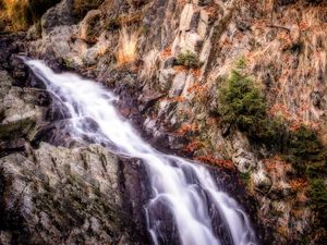 Preview wallpaper waterfall, mountains, rocks, hdr