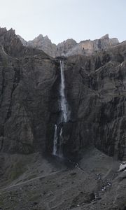 Preview wallpaper waterfall, mountains, rocks, cliff, landscape