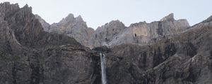 Preview wallpaper waterfall, mountains, rocks, cliff, landscape