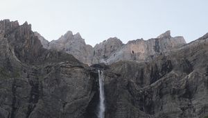 Preview wallpaper waterfall, mountains, rocks, cliff, landscape