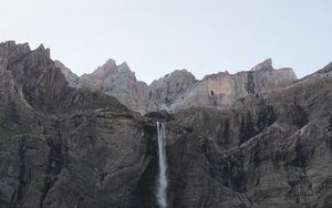 Preview wallpaper waterfall, mountains, rocks, cliff, landscape