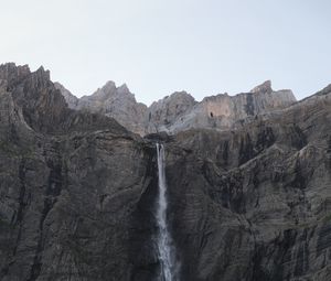 Preview wallpaper waterfall, mountains, rocks, cliff, landscape