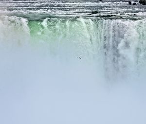 Preview wallpaper waterfall, niagara, fog, bird, nature