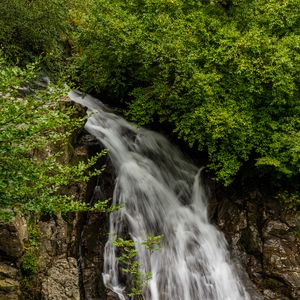 Preview wallpaper waterfall, plants, stones, water