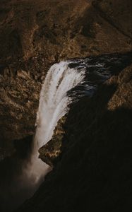 Preview wallpaper waterfall, precipice, current, iceland