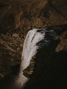 Preview wallpaper waterfall, precipice, current, iceland