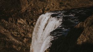 Preview wallpaper waterfall, precipice, current, iceland