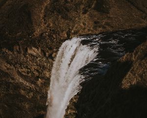 Preview wallpaper waterfall, precipice, current, iceland