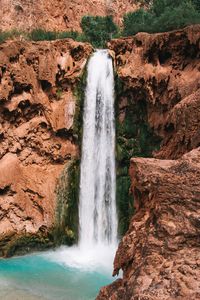 Preview wallpaper waterfall, precipice, stones