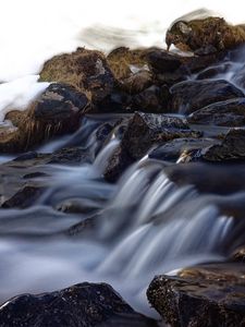 Preview wallpaper waterfall, rapids, course, stones