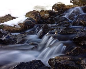 Preview wallpaper waterfall, rapids, course, stones