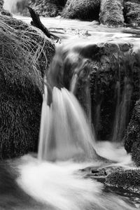 Preview wallpaper waterfall, river, black and white, nature