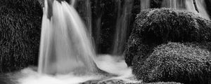 Preview wallpaper waterfall, river, black and white, nature