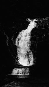 Preview wallpaper waterfall, river, bw, dark