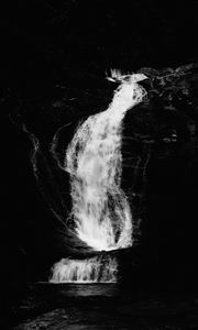 Preview wallpaper waterfall, river, bw, dark