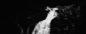 Preview wallpaper waterfall, river, bw, dark