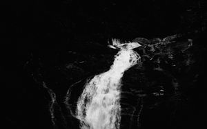 Preview wallpaper waterfall, river, bw, dark