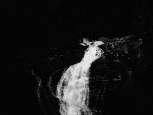 Preview wallpaper waterfall, river, bw, dark