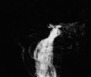 Preview wallpaper waterfall, river, bw, dark