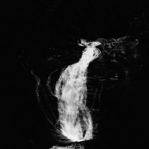 Preview wallpaper waterfall, river, bw, dark