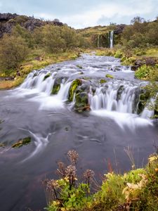 Preview wallpaper waterfall, river, cascade, trees, landscape