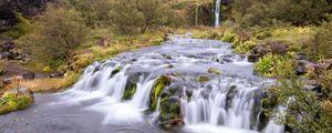 Preview wallpaper waterfall, river, cascade, trees, landscape