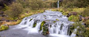Preview wallpaper waterfall, river, cascade, trees, landscape