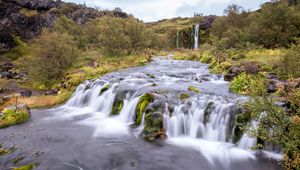 Preview wallpaper waterfall, river, cascade, trees, landscape