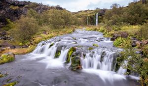 Preview wallpaper waterfall, river, cascade, trees, landscape